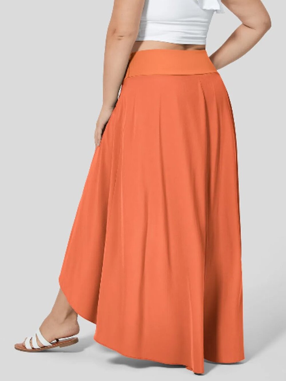 Halara Breezeful Midi Skirt Womens Sz XL Orange Stretch Skort Shorts Asymmetric - Picture 4 of 11
